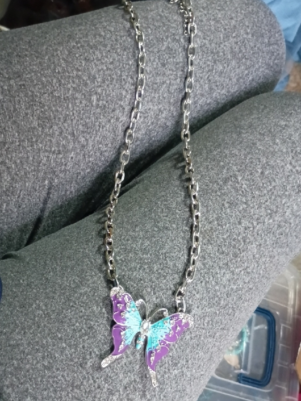 paparazzi Purple and Turquoise Butterfly Pendant Necklace